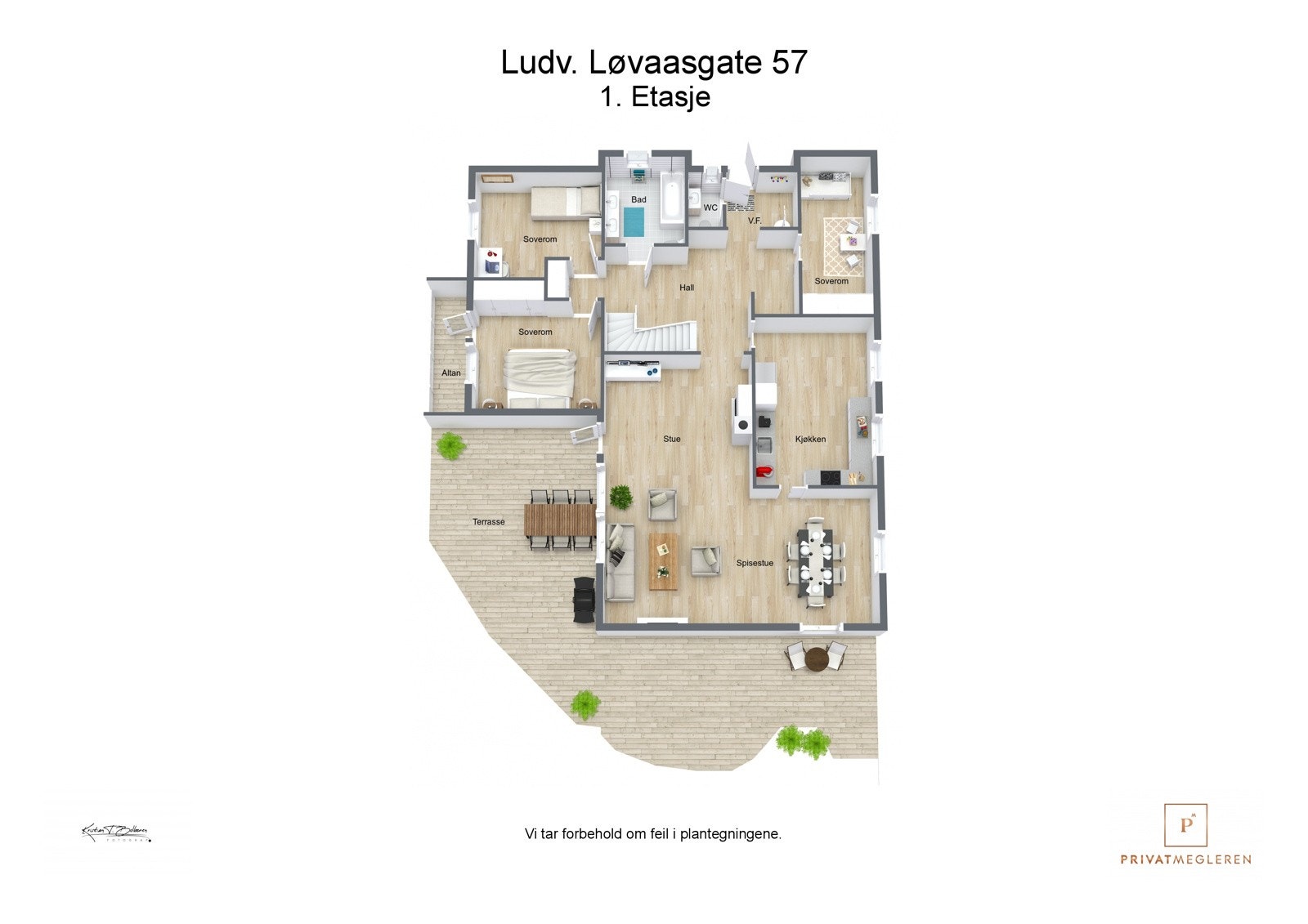 Ludv. Løvaasgate 57 - 3D plantegning - 1. Etasje Galleribilde