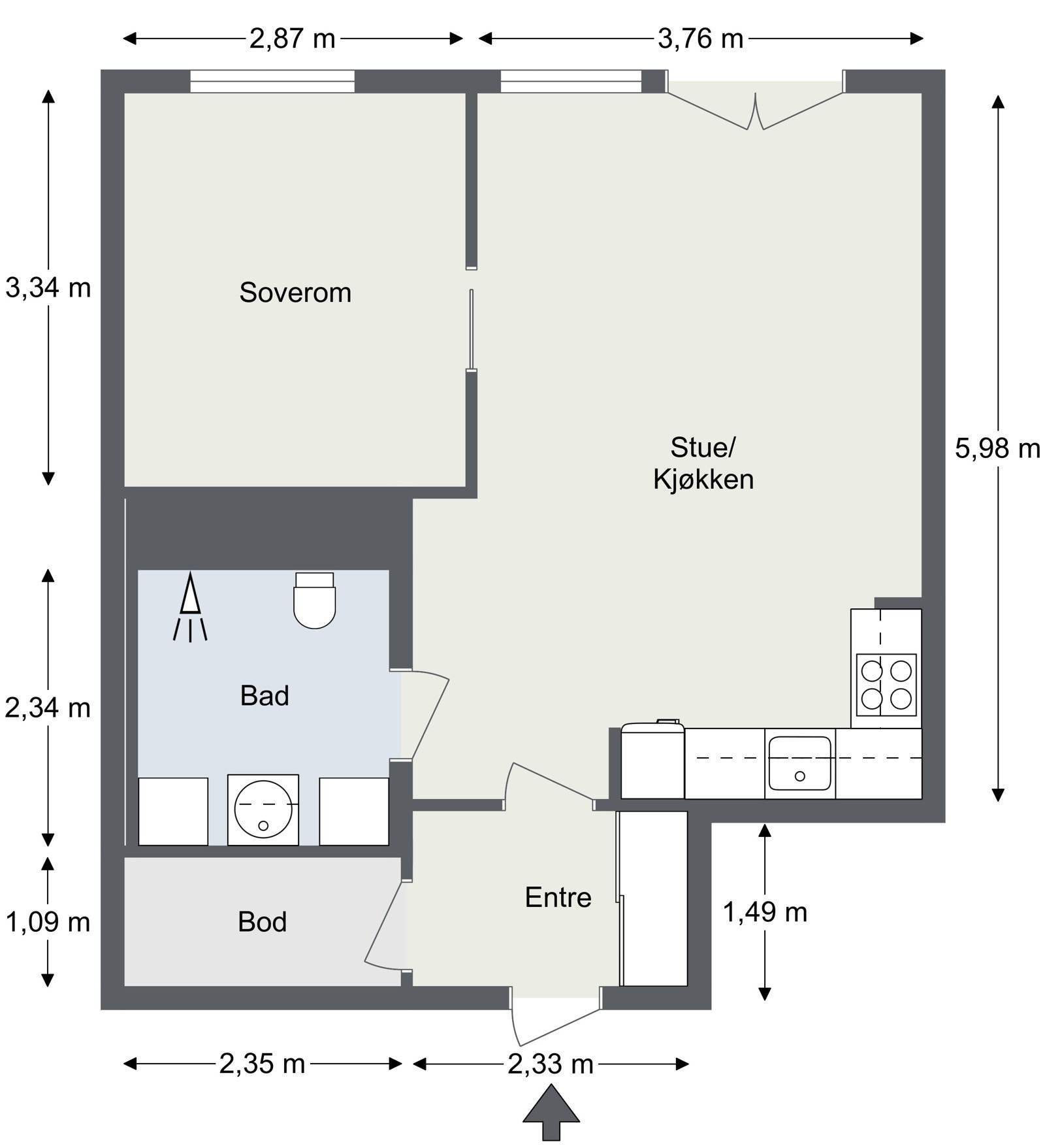 Plantegning Sørengkaia 106 Snr. 6. Galleribilde