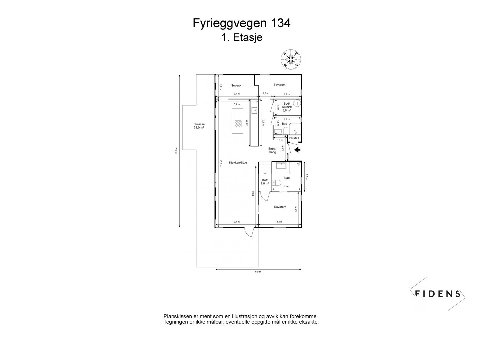 Plantegning 1. etasje Galleribilde