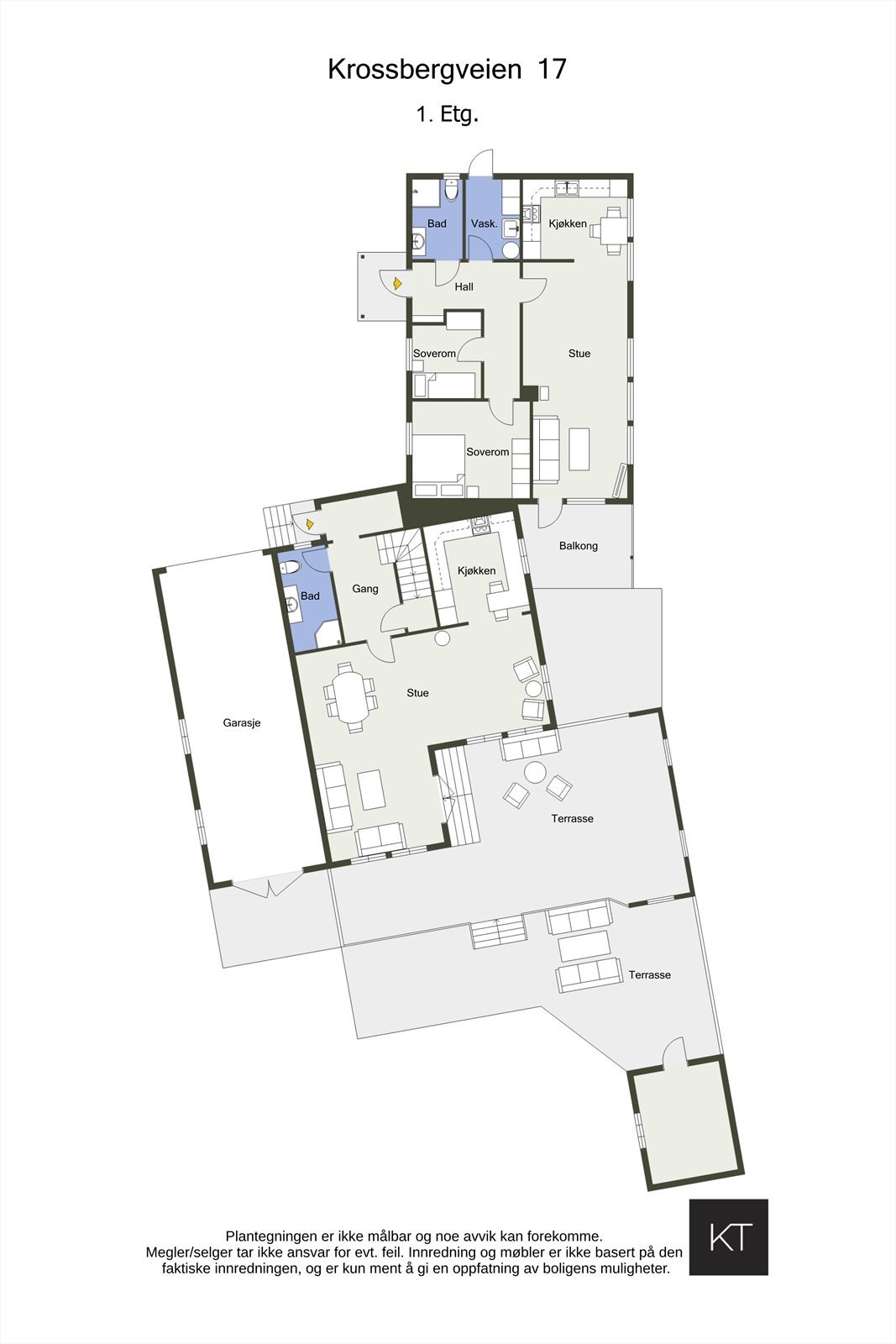 Plantegning Krossbergveien 17A og 17C. Galleribilde