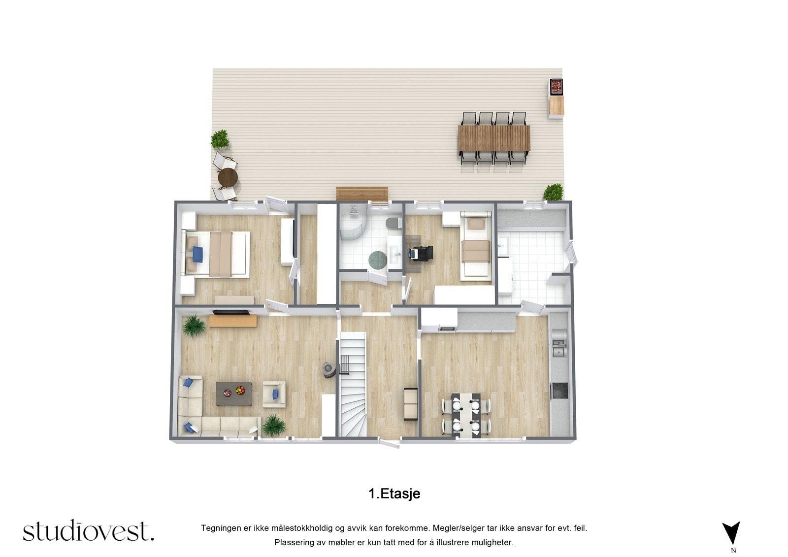 Planskisse 3D: 1. etasje. Galleribilde