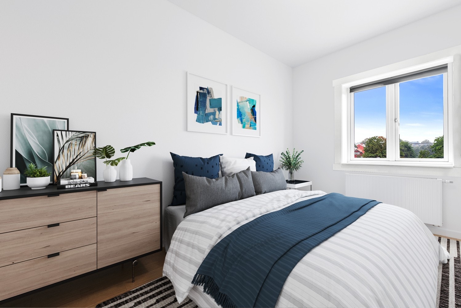 Virtuelt stylet og renovert- Her ønsker vi å visualisere hvordan man ved å flytte kjøkken inn til stuen kan etablere et ekstra soverom. Galleribilde