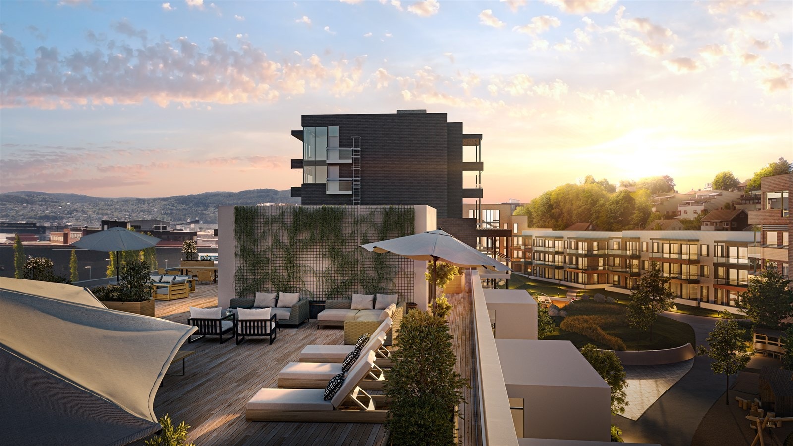 Felles takterrasse for beboerne i sameiet Galleribilde