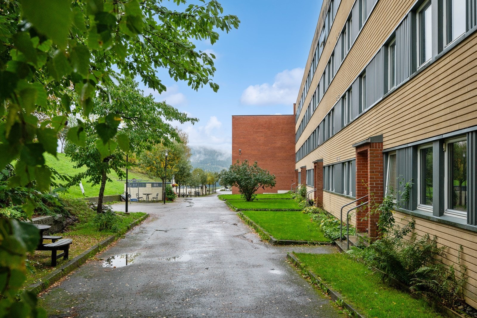 Borettslagets eiendom er pent opparbeidet med private asfalterte internveier, p-plasser og gjesteparkering Galleribilde