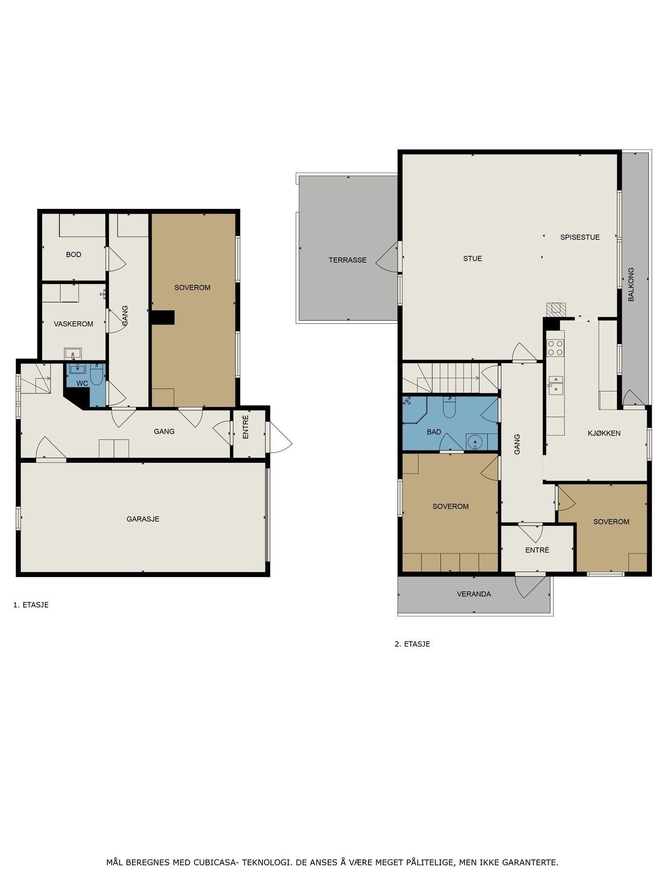 Planløsning 1. og 2. etasje Galleribilde