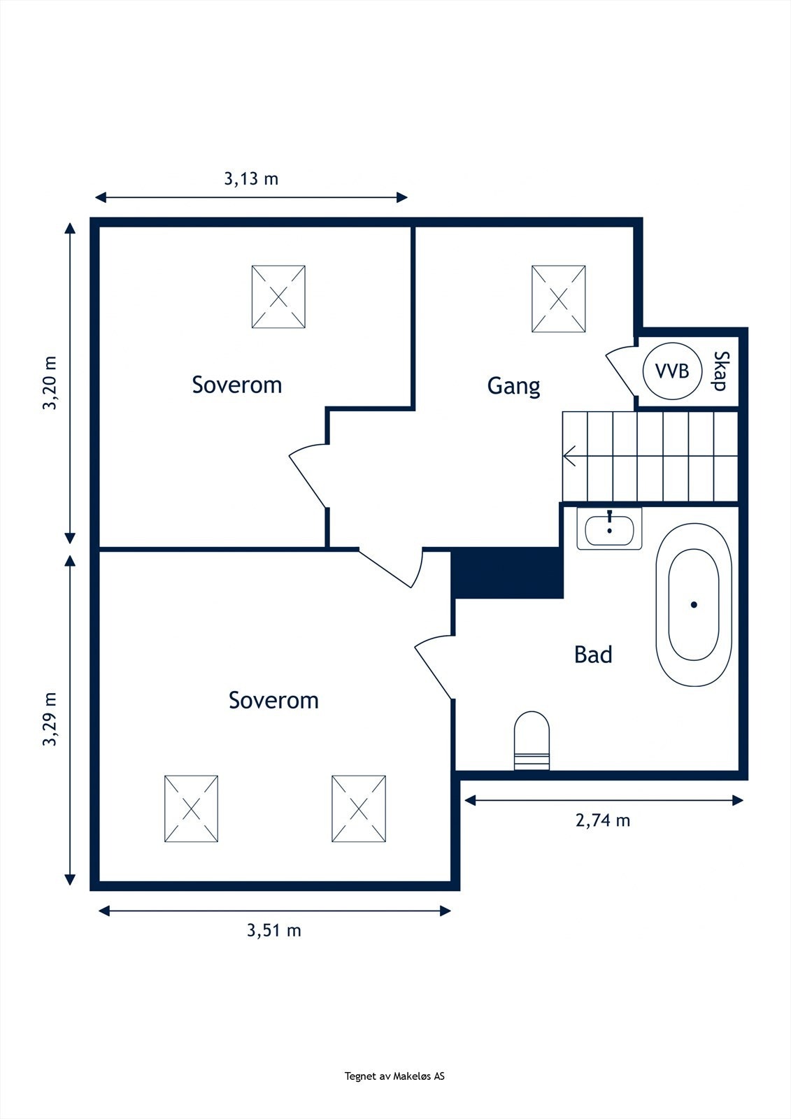 Plantegning loft. Galleribilde