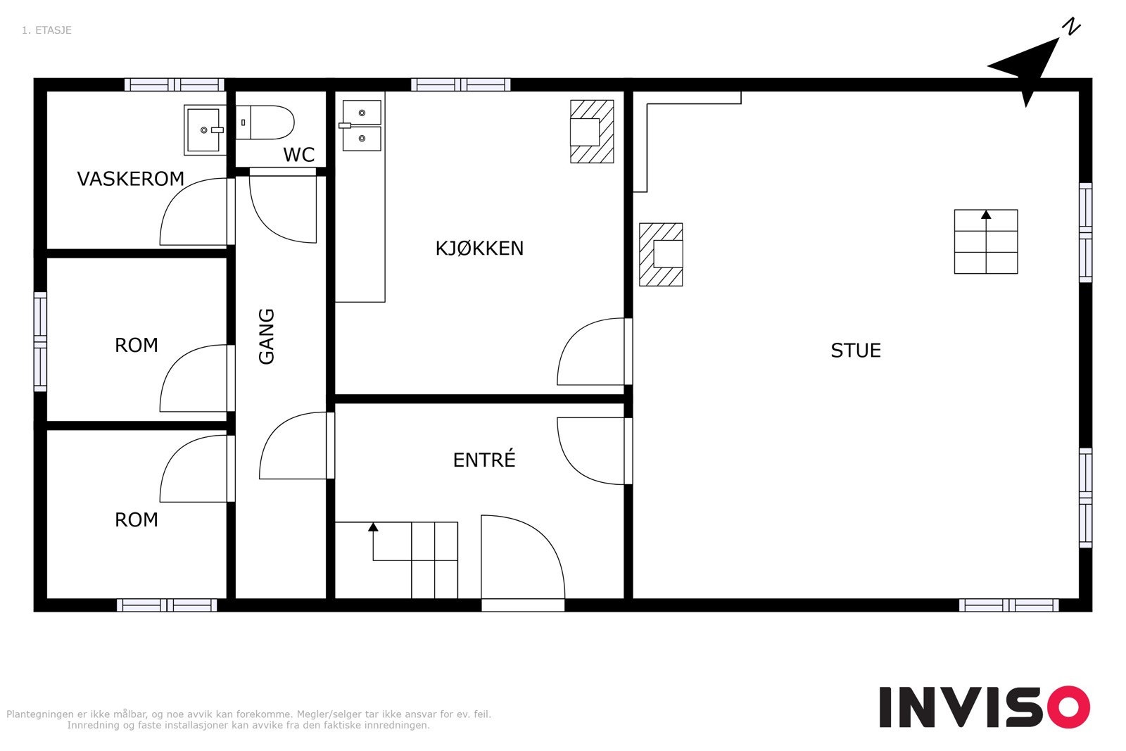 Plantegning 1. etasje våningshuset Galleribilde