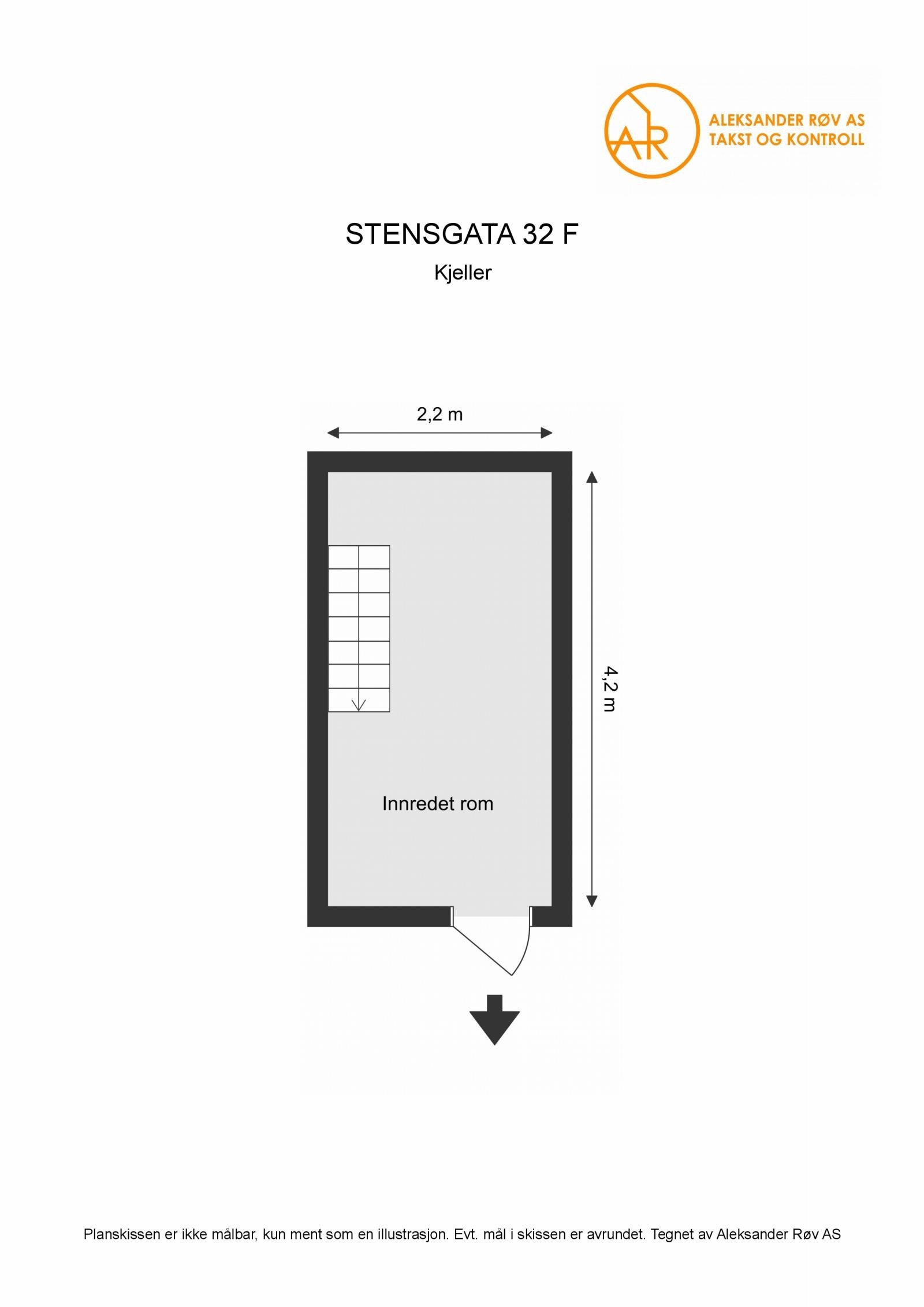 Plantegning underetasje Stensgata 32F. Galleribilde