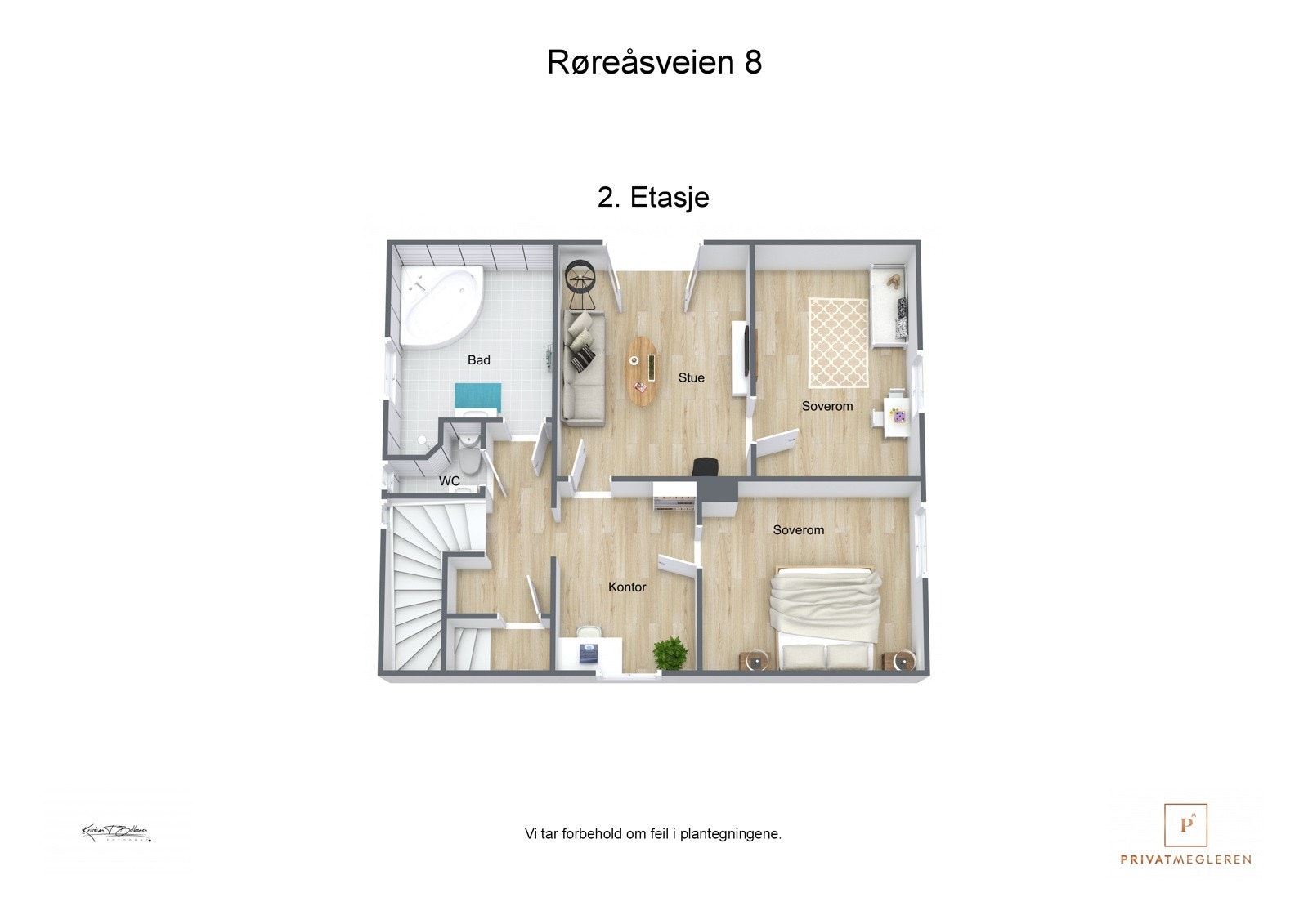 Røreåsveien 8 - 3D plantegning 2. Etasje Galleribilde