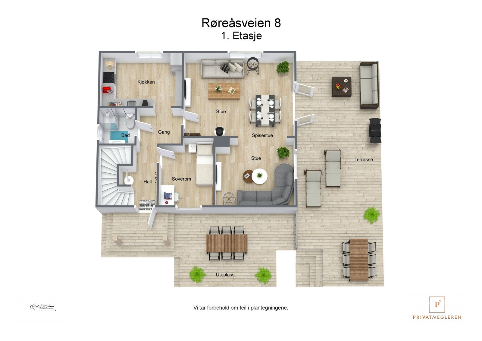 Røreåsveien 8 - 3D plantegning 1. Etasje Galleribilde