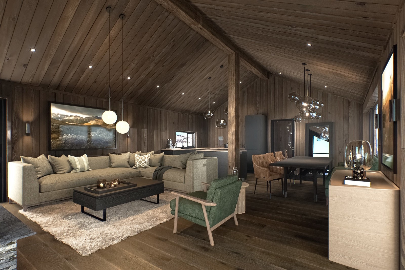 Stor stue med åpen løsning - illustrasjon, avvik kan forekomme Galleribilde