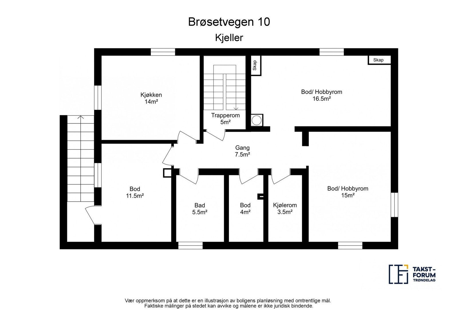 Planskisse kjeller. Galleribilde