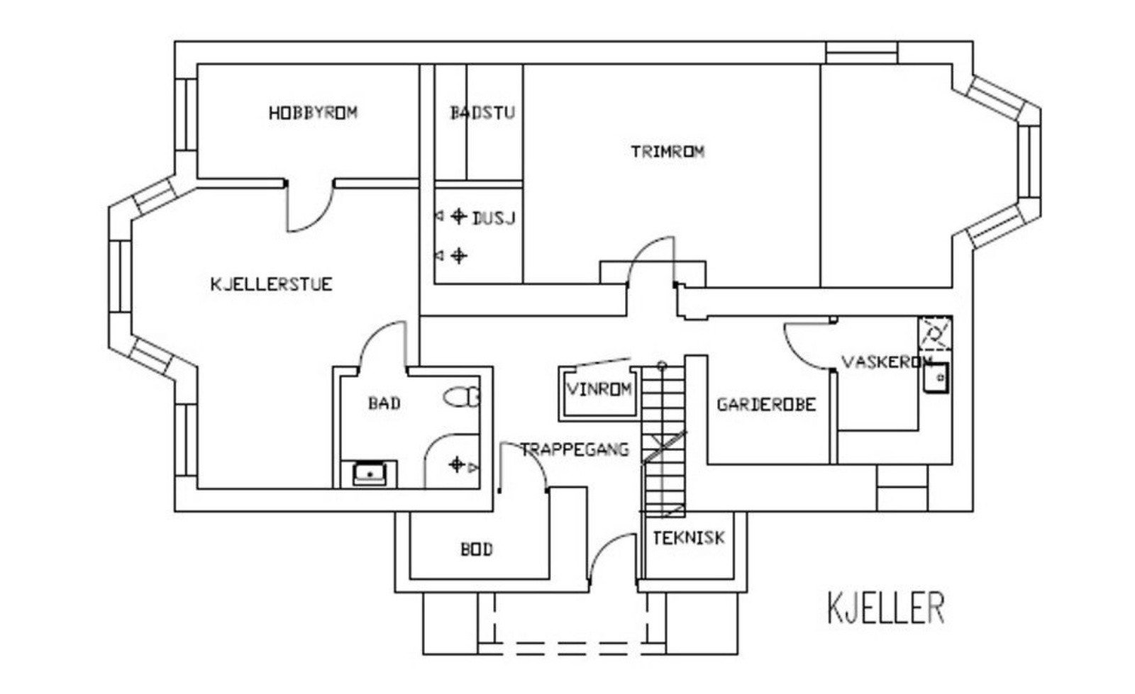Plantegning kjelleretasje. Galleribilde