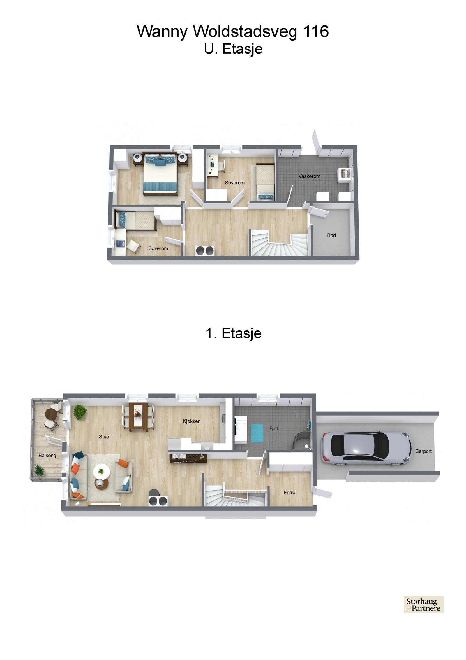 Plantegning 3d, begg etasjer Galleribilde