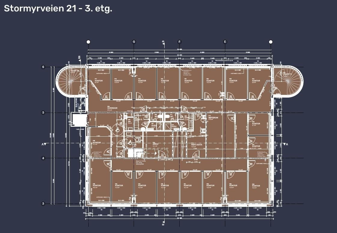 Plantegning 3. etasje Galleribilde