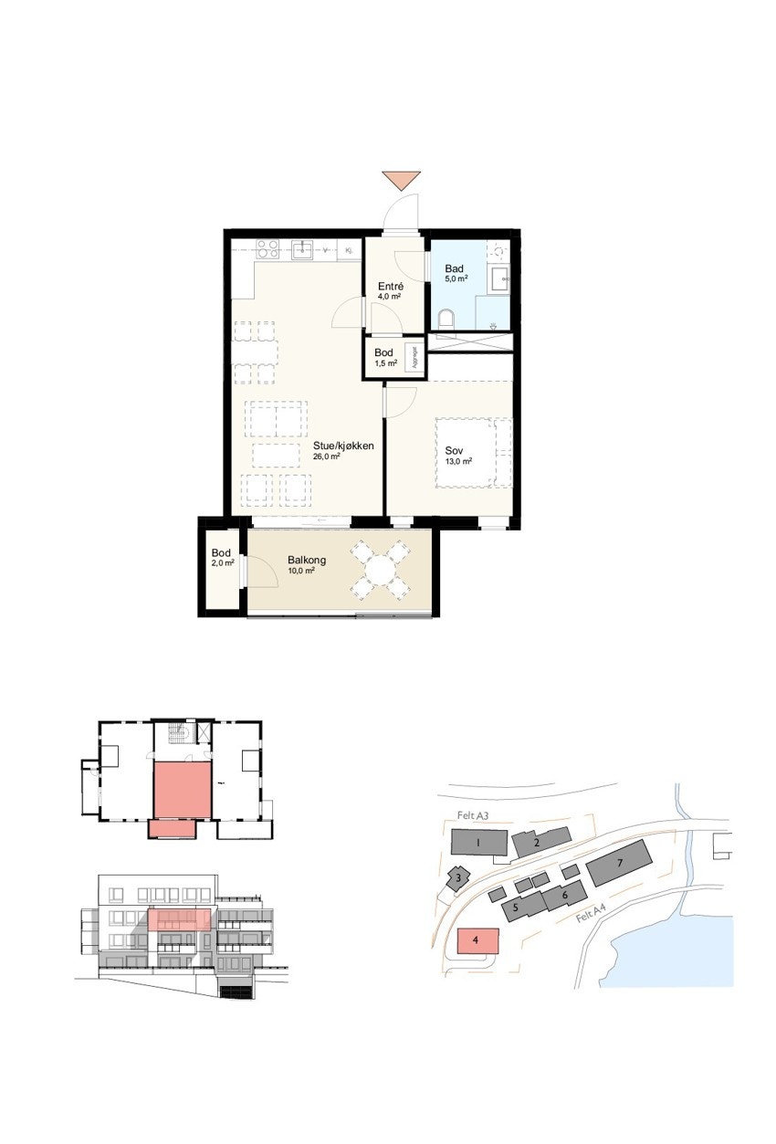 Plantegning for leiligheten Galleribilde