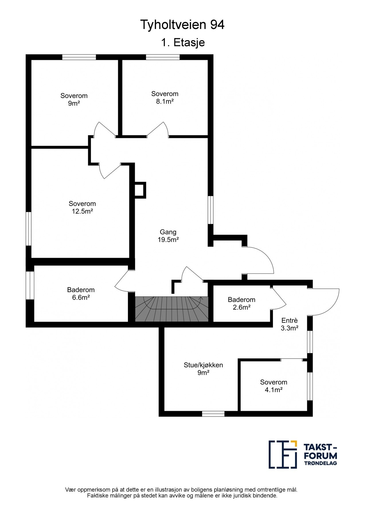 Planskisse med areal - 1.etasje Galleribilde