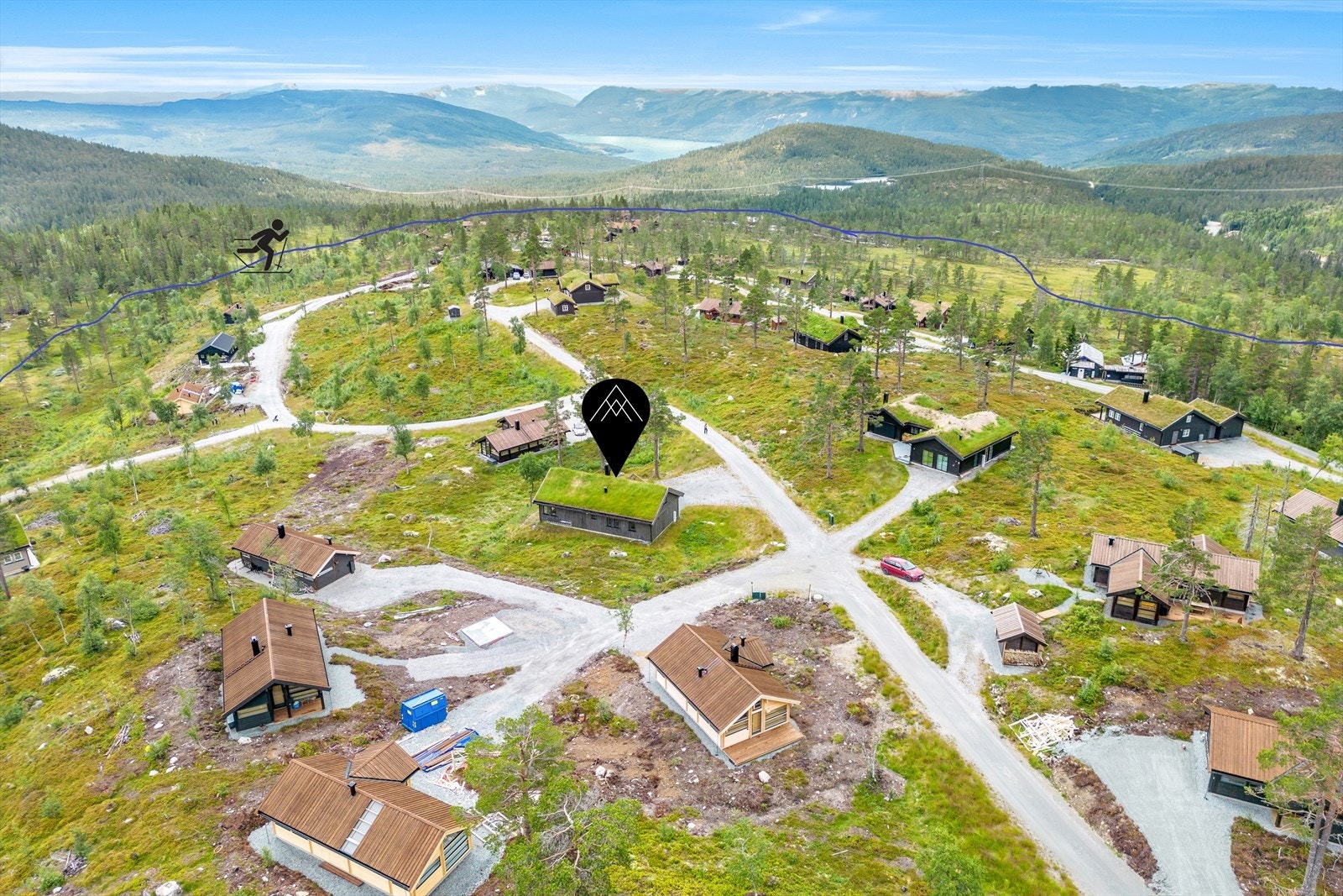 Skiløypene passerer rundt hele hyttefeltet. Galleribilde