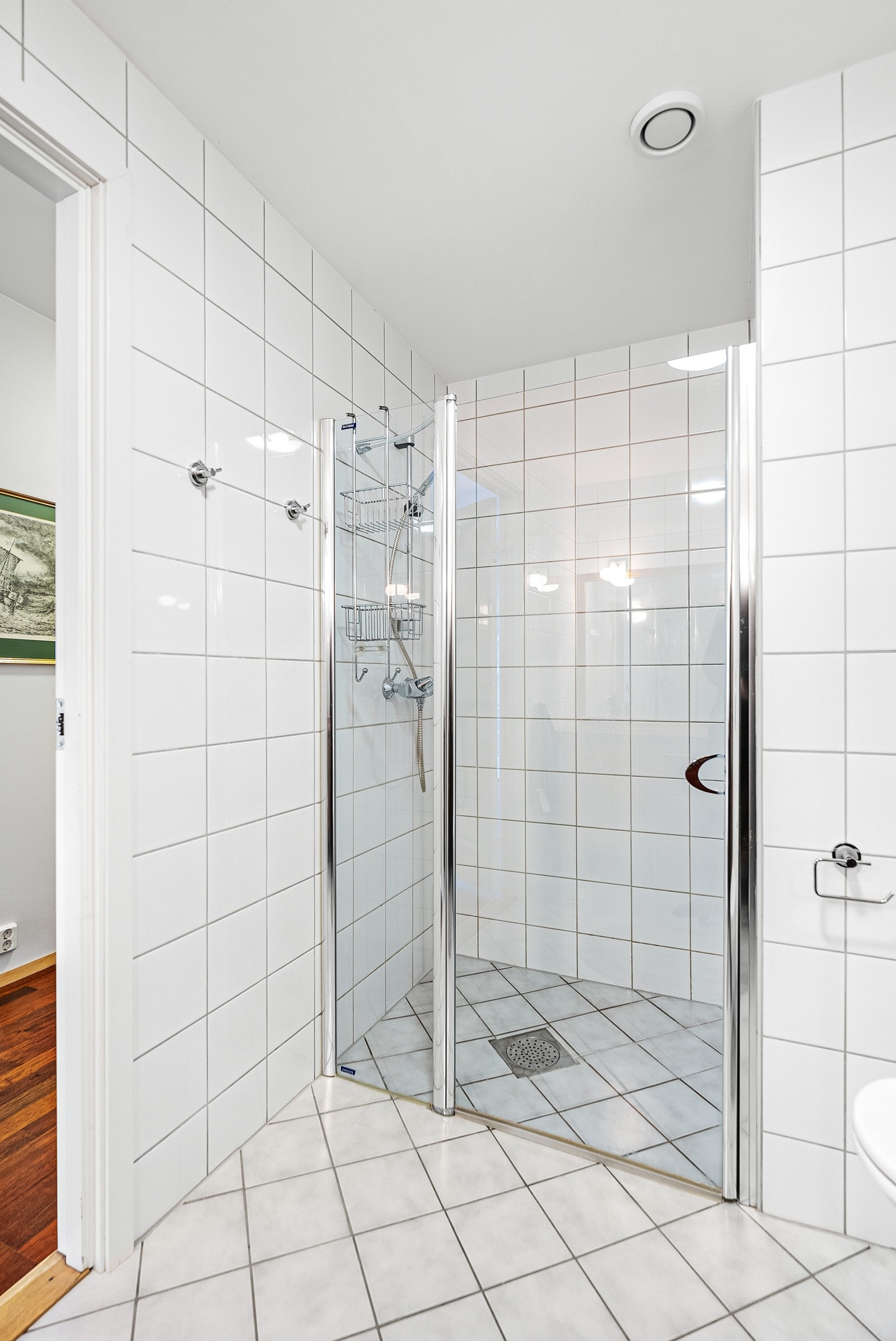 Det er også vegghengt wc og romslig dusjnisje Galleribilde