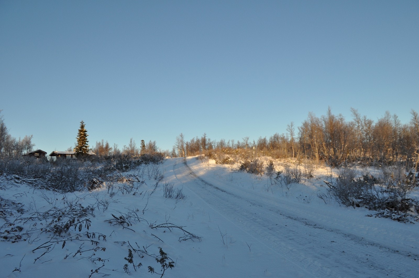 Vinterbrøytet tilførselsvei til Kjølvollen hyttefelt Galleribilde