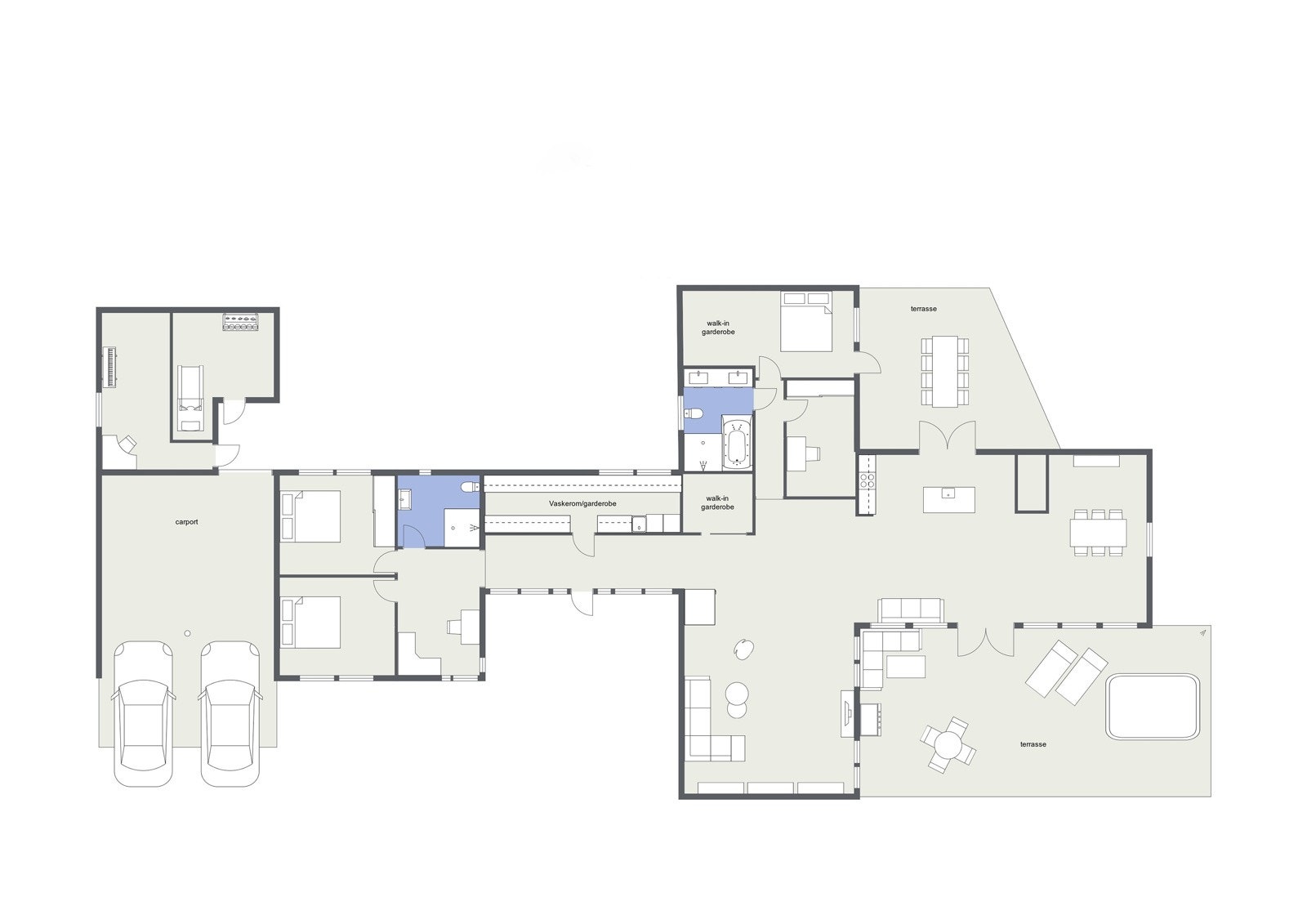 Planskisse for første etasje. Ikke målholdig. Detaljer kan avvike. Galleribilde