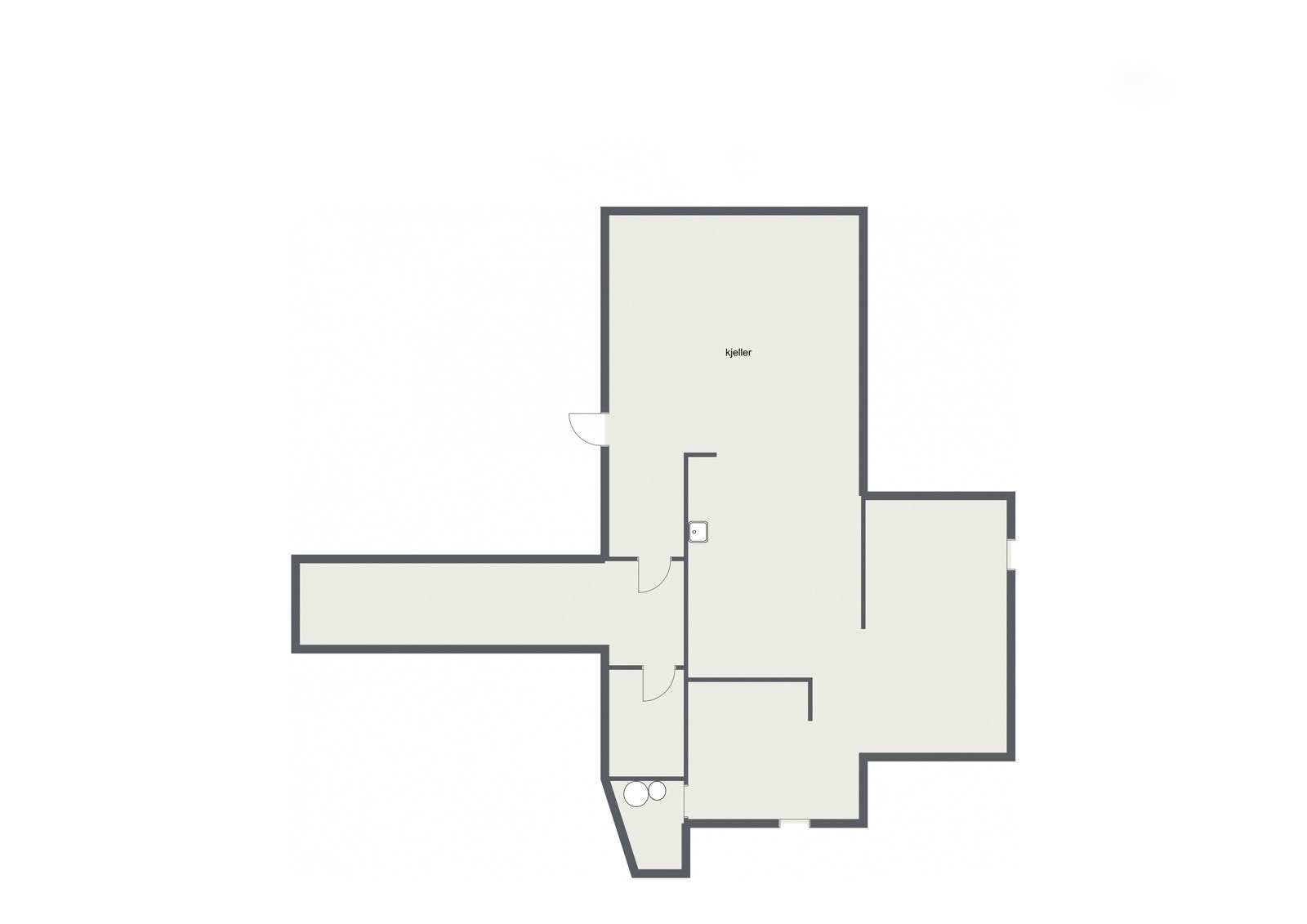 Planskisse for kjeller. Ikke målholdig. Detaljer kan avvike. Galleribilde