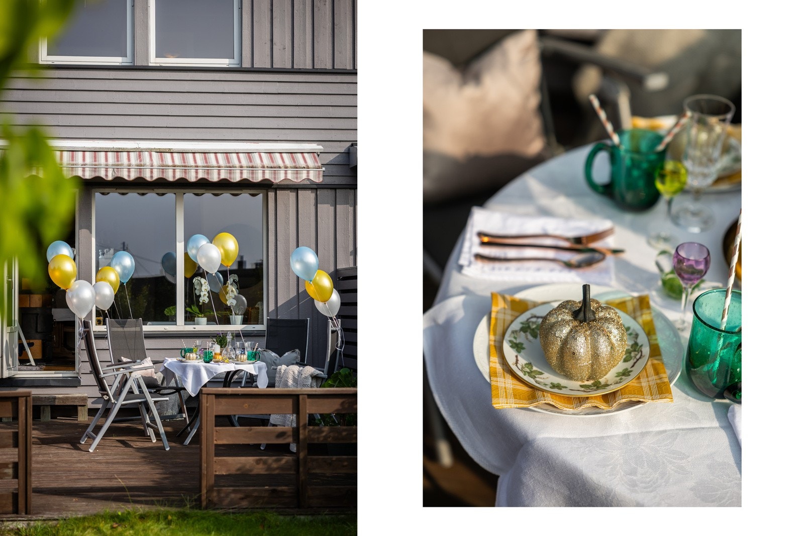 Høstfest i hagen! Eplekaken kan serveres ved festbordet eller rundt omkring i hagens små hyggelige kroker. Galleribilde