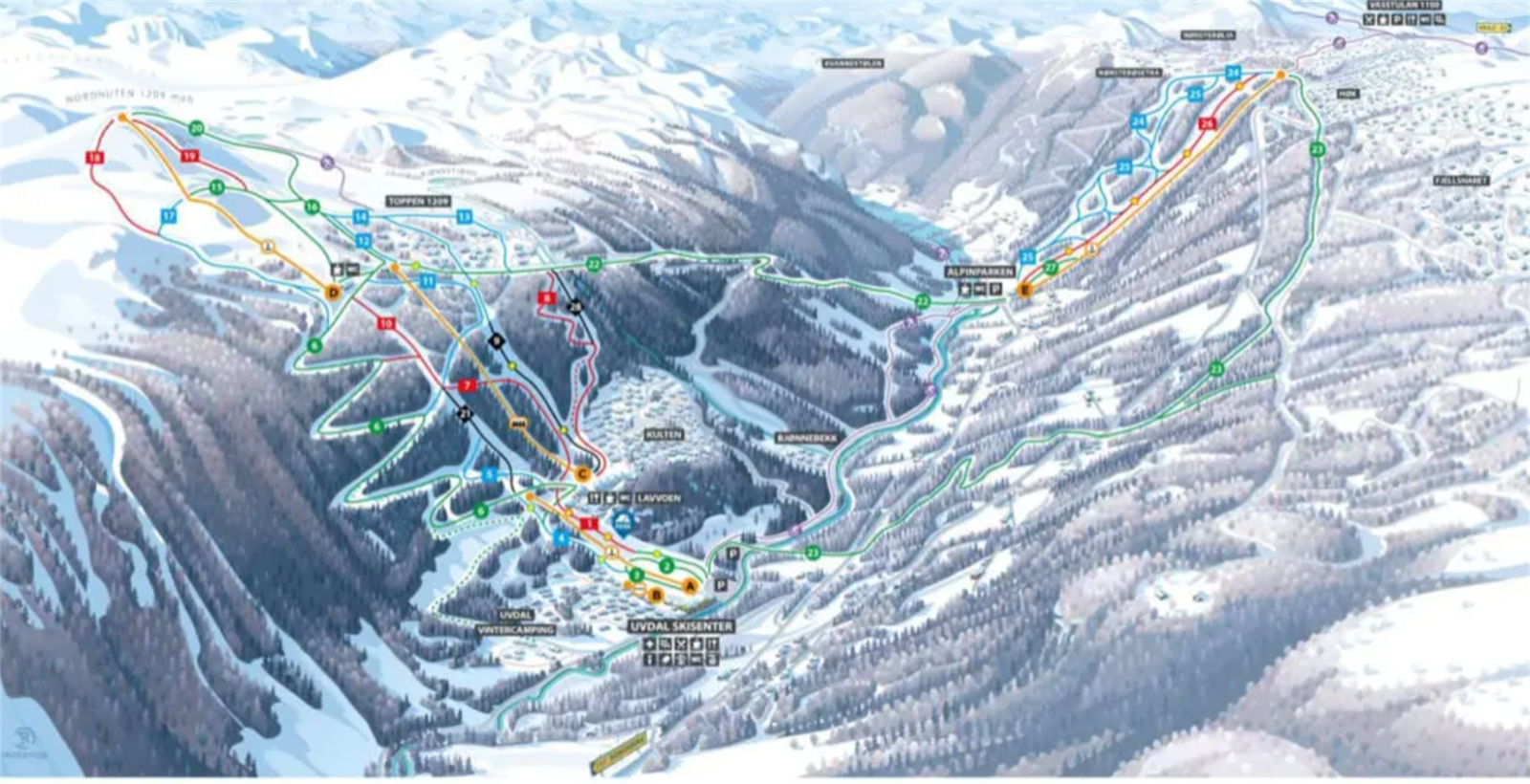 Oversikt Uvdal alpinsenter Galleribilde