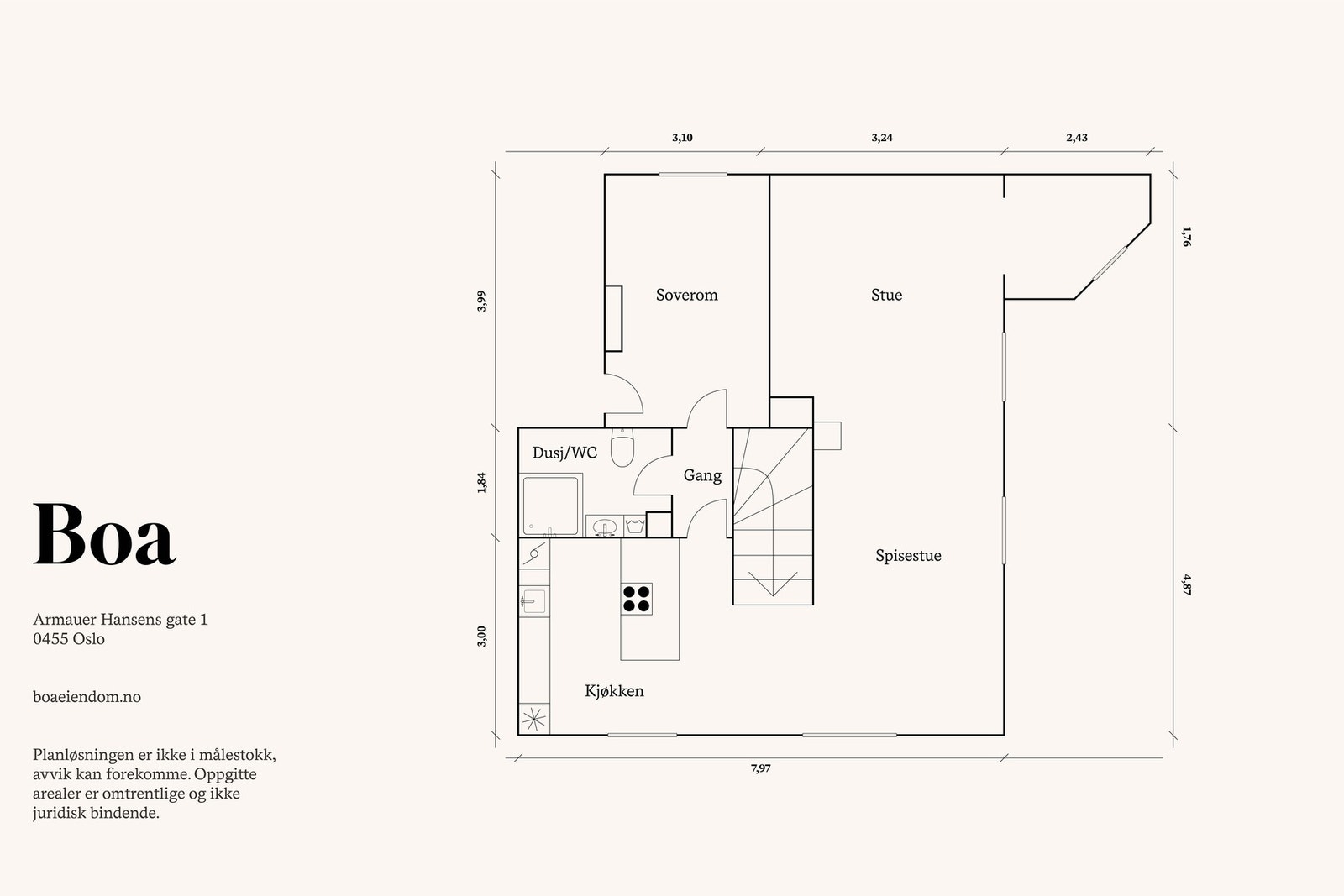 2. etasje: Mellomgang, dusjbad/wc, soverom, stue, spisestue, kjøkken. Galleribilde