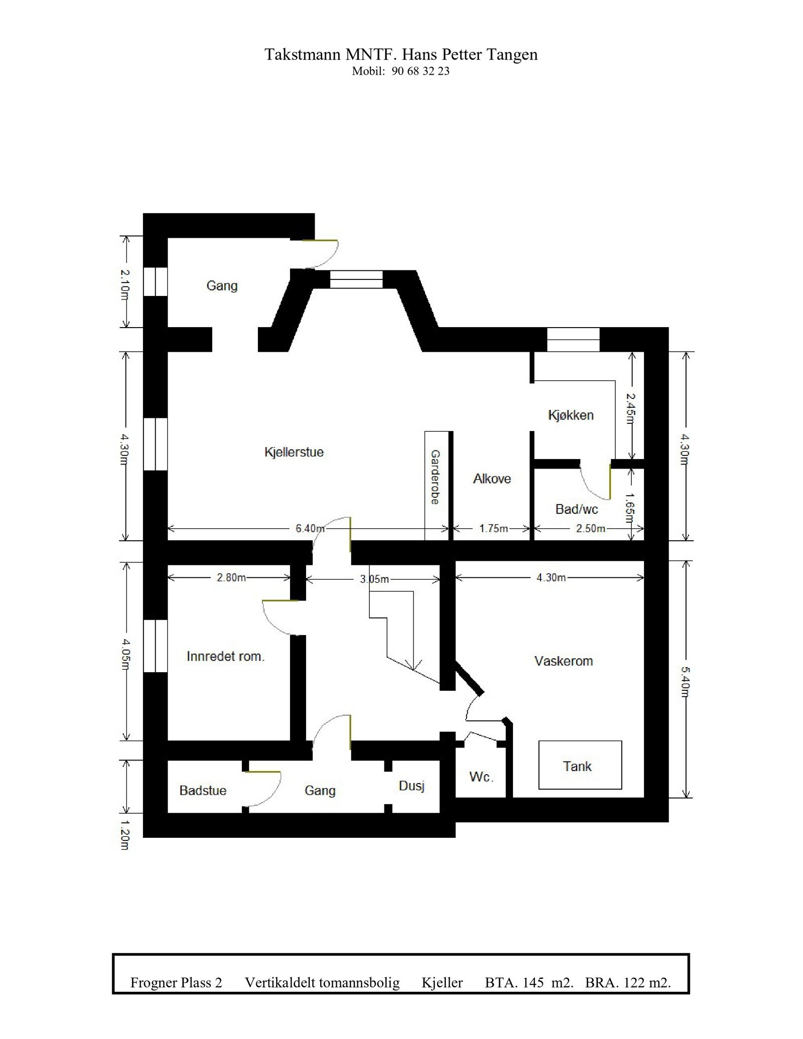 Plantegning - kjeller (ingen rom i kjeller er godkjent for varig opphold) Galleribilde
