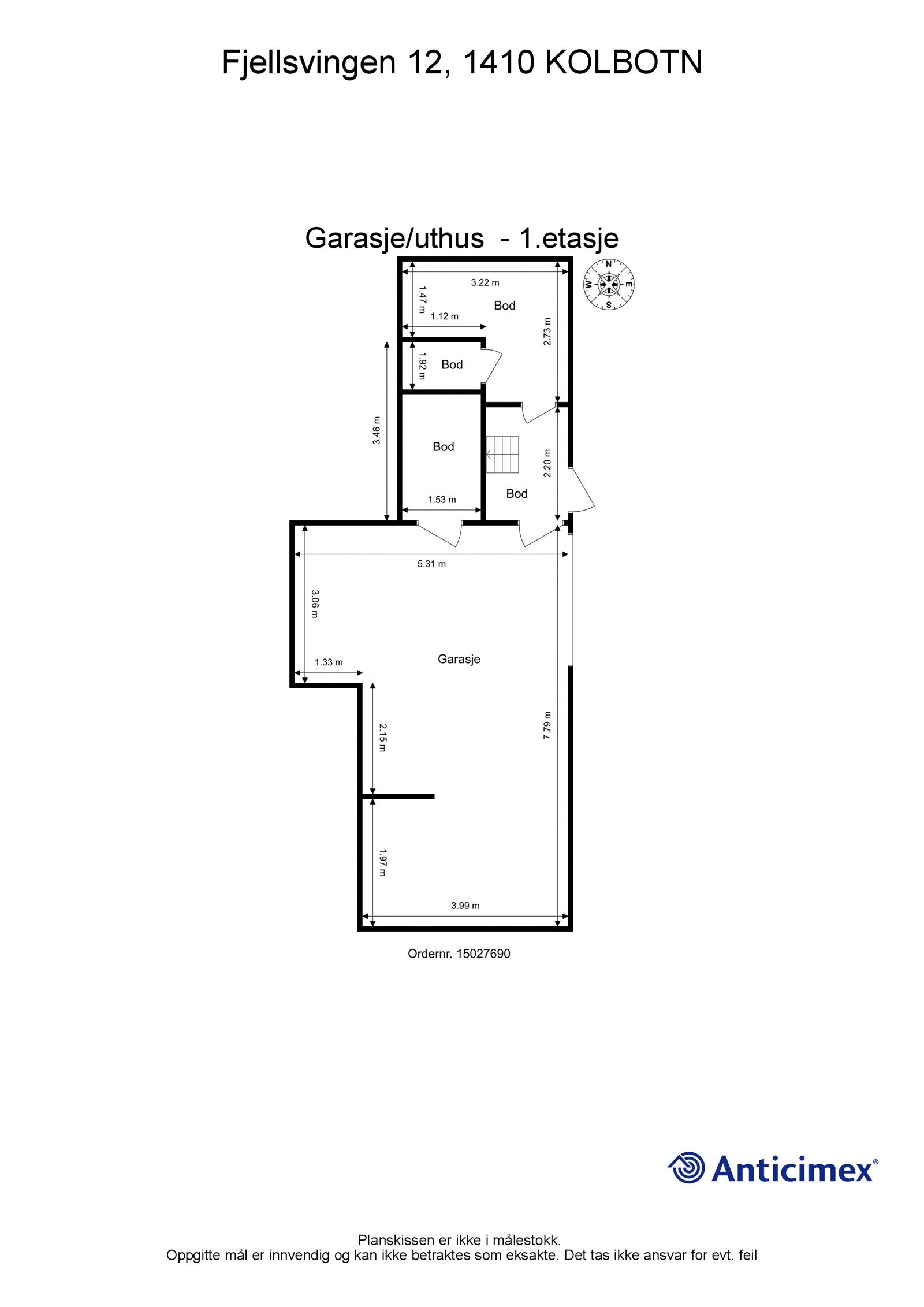 Plantegning garasje 1.etasje. Galleribilde