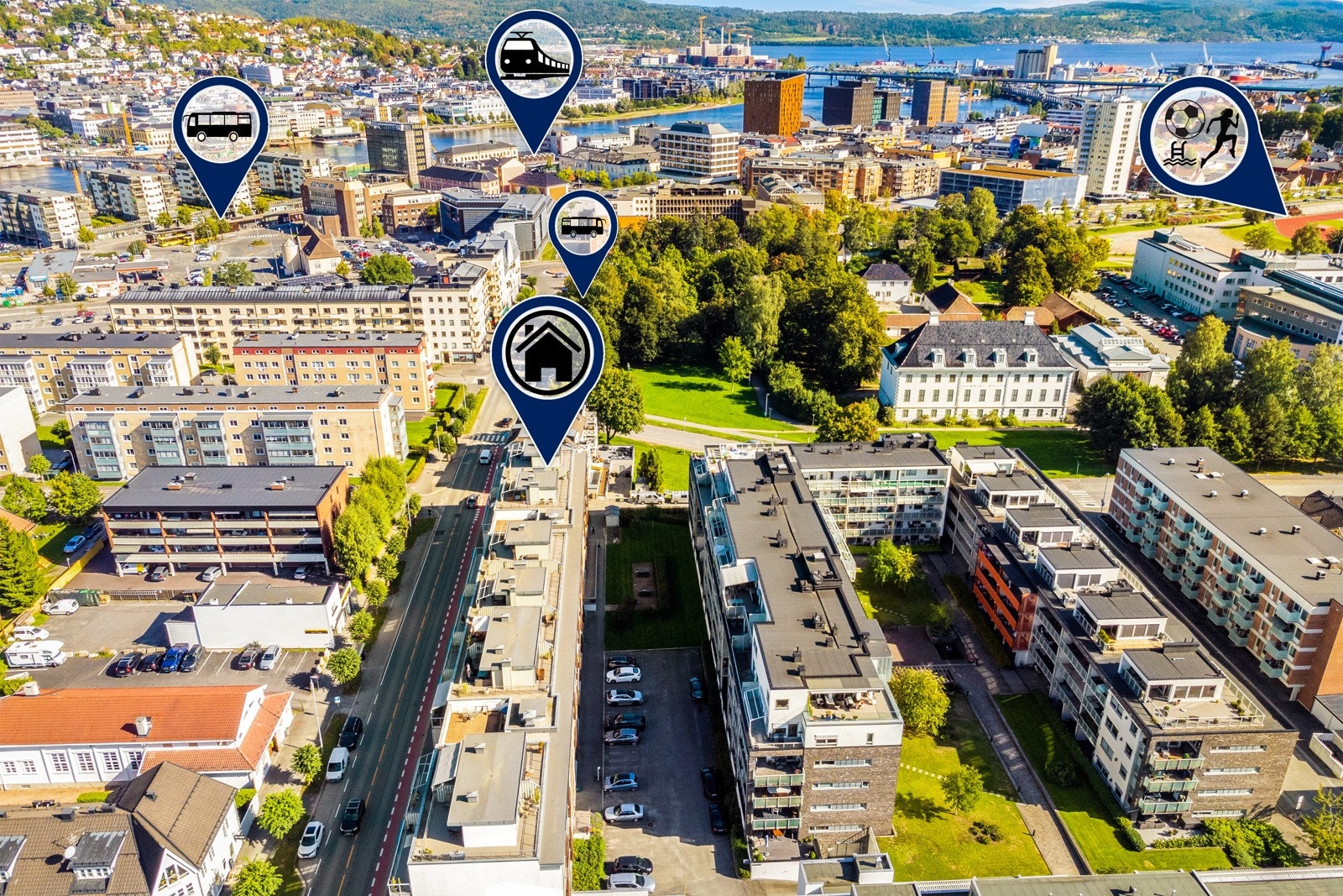 Fra leiligheten er det blant annet 600m til togstasjon og sentrum og tøffelavstand på ca. 2 minutters gange til Joker, som for øvrig er døgn- og søndagsåpent Galleribilde