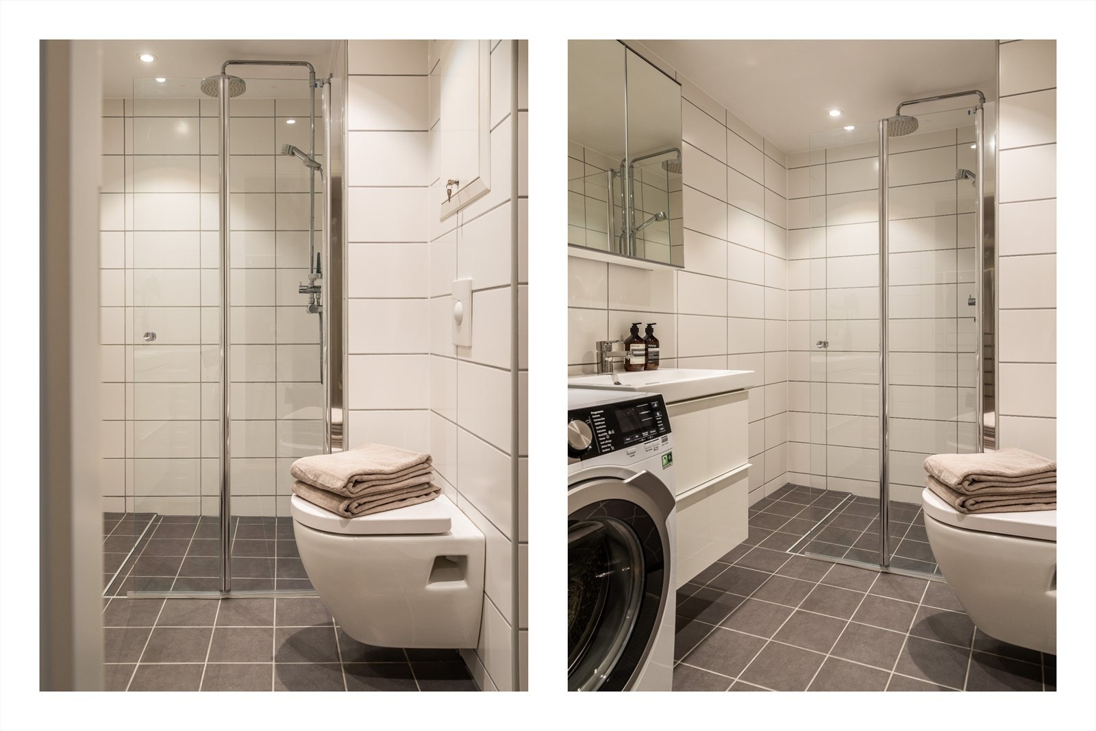 Flott baderom oppusset i 2017 i regi av sameiet med varmekabler i gulv Galleribilde