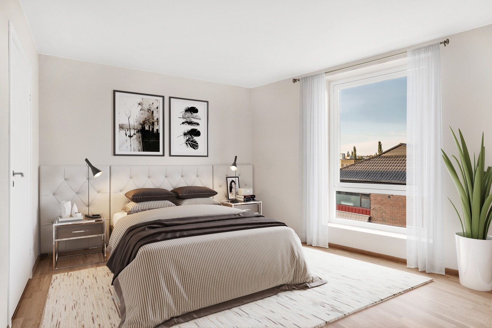 En nyoppført 3-roms selveierleilighet i 3. etasje med 2 soverom, 2 bad, 2 private terrasser og endebeliggenhet. Galleribilde