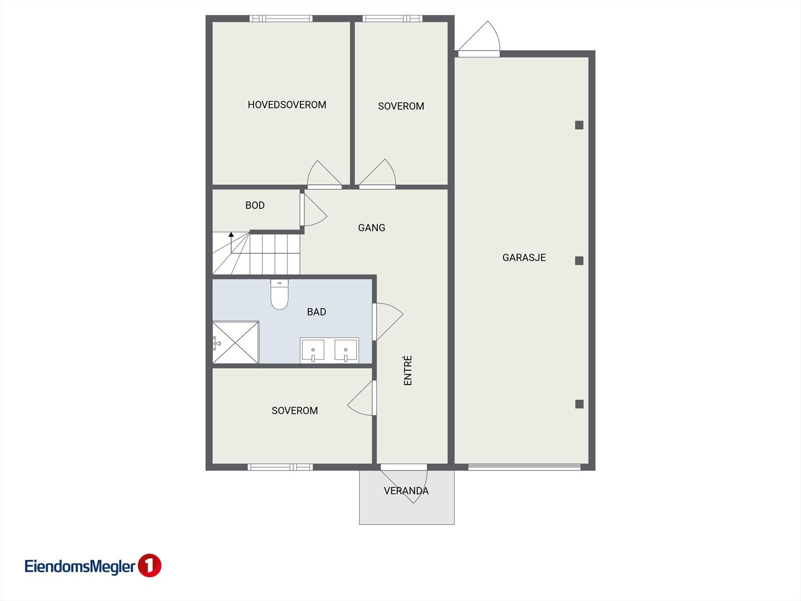 Planløsning av boligens 1. etasje. Galleribilde