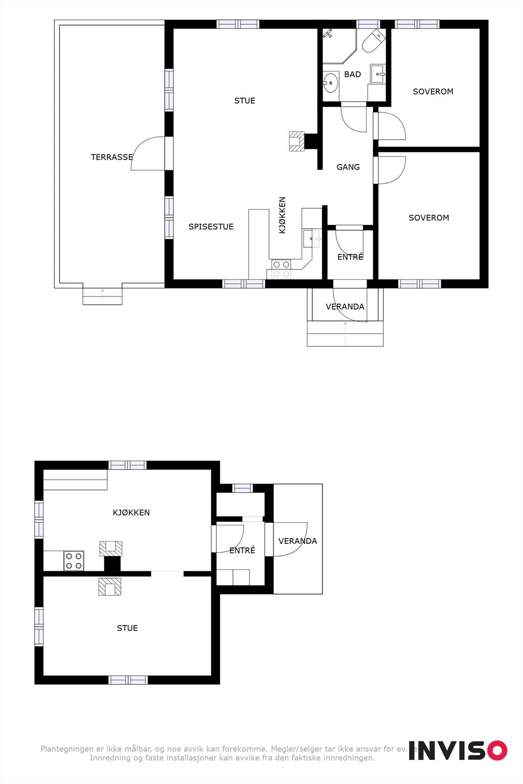 Plantegning av hytta og tømmerhus/anneks Galleribilde