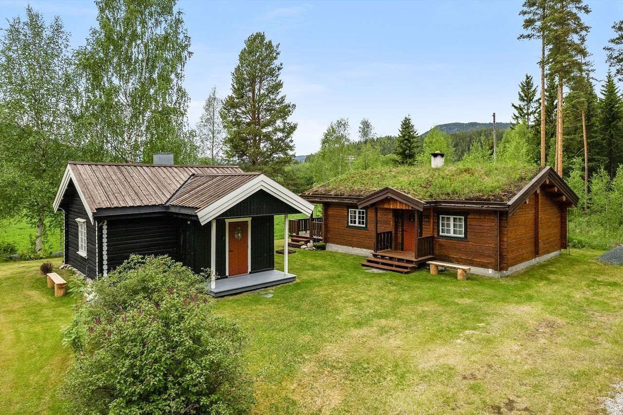 Tomen er opparbeidet med plen og diverse beplantning. Galleribilde