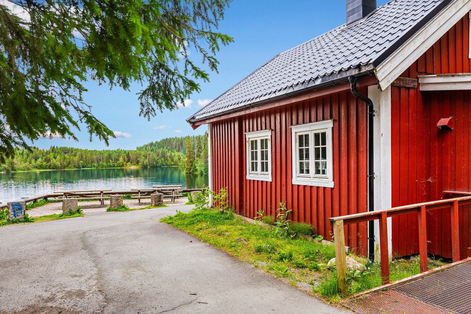 Haukvatnet tilbyr mange bademuligheter Galleribilde