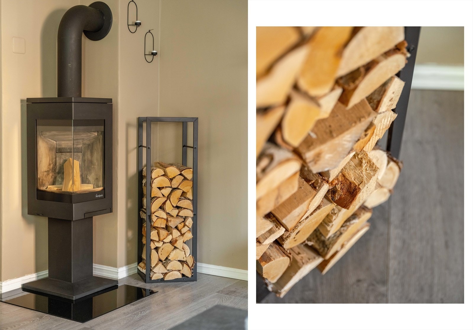 Her finner vi også en moderne peisovn, som varmer godt på kjølige høst- og vinterdager. Galleribilde