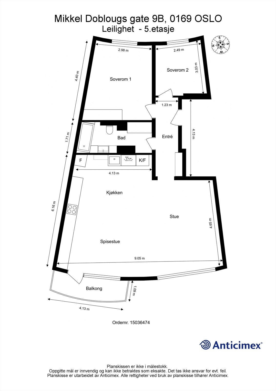 Vi starter med plantegningen, slik at du får orientert deg i leiligheten. Galleribilde