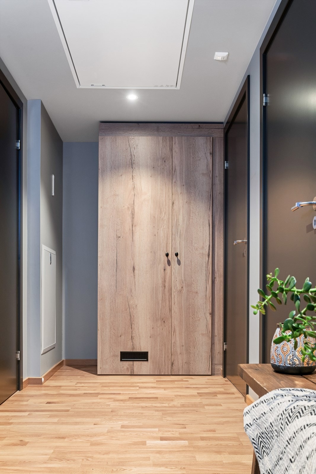 Garderobeskap i gang med plass til vaskeutstyr, støvsuger eller det du måtte ønske. Galleribilde