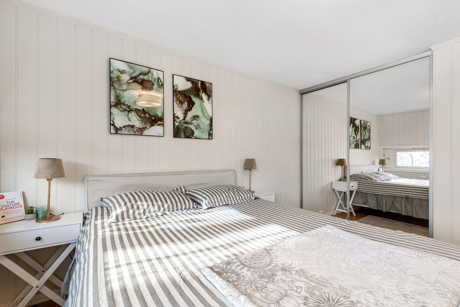 Begge soverom har plass til seng og skrivepult i tillegg til medfølgende skyvedørsgarderobe. Galleribilde