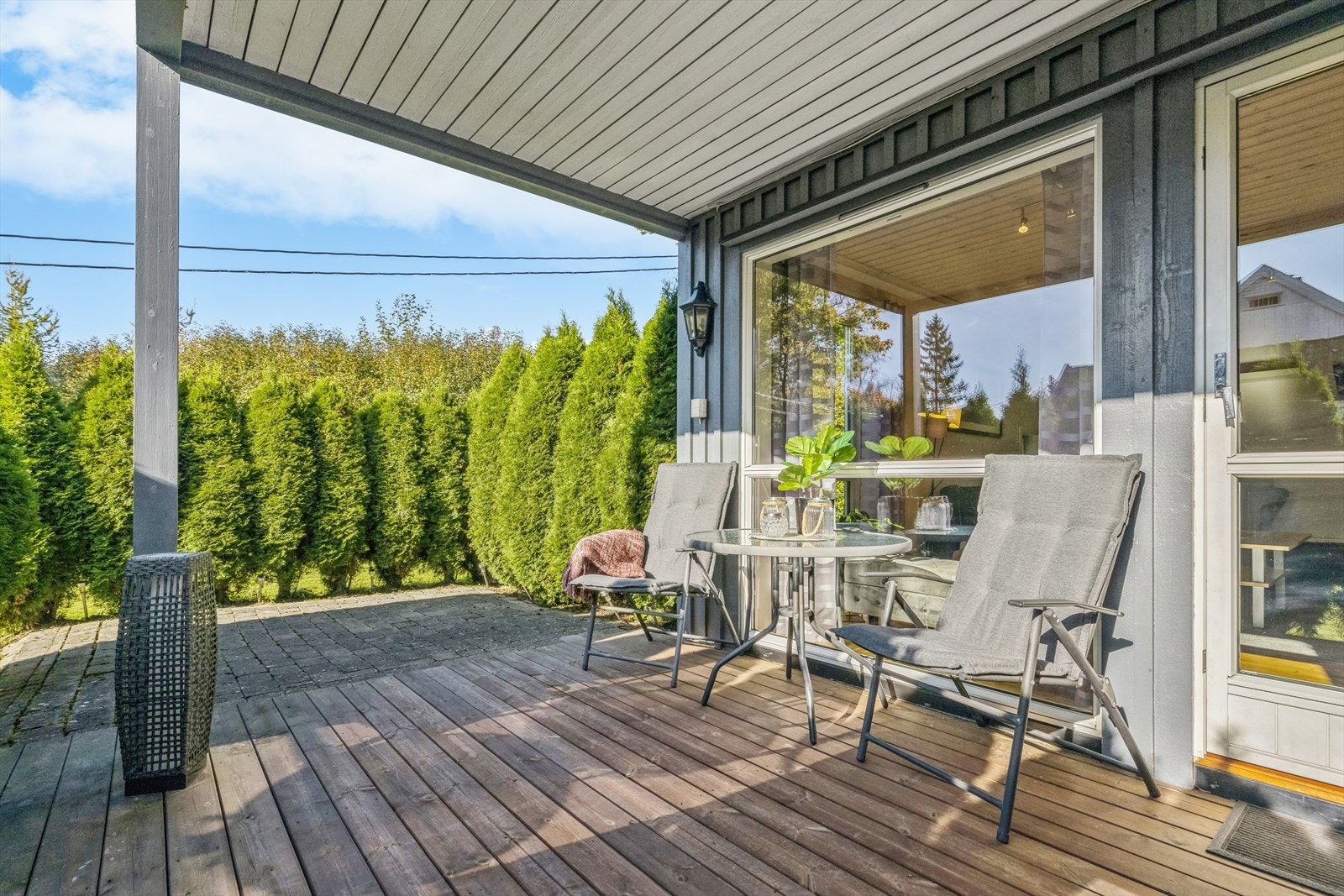 Utgang til Syd-/vestvendt terrasse fra stue Galleribilde