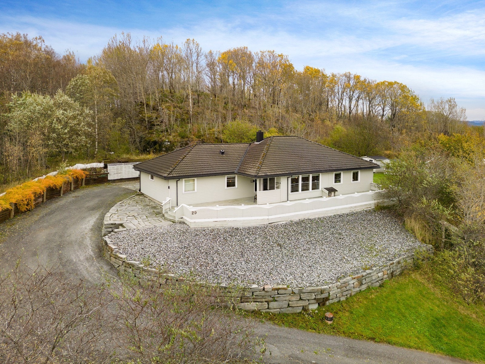 Tomta måler 1361 kvm, og ligger fint plassert i terrenget. Galleribilde