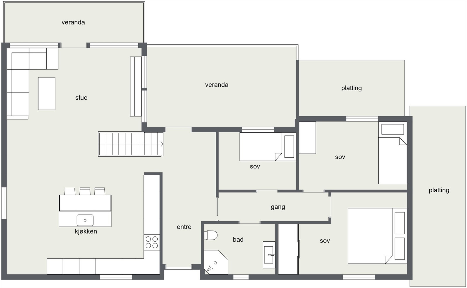 Plantegning første etasje. Galleribilde