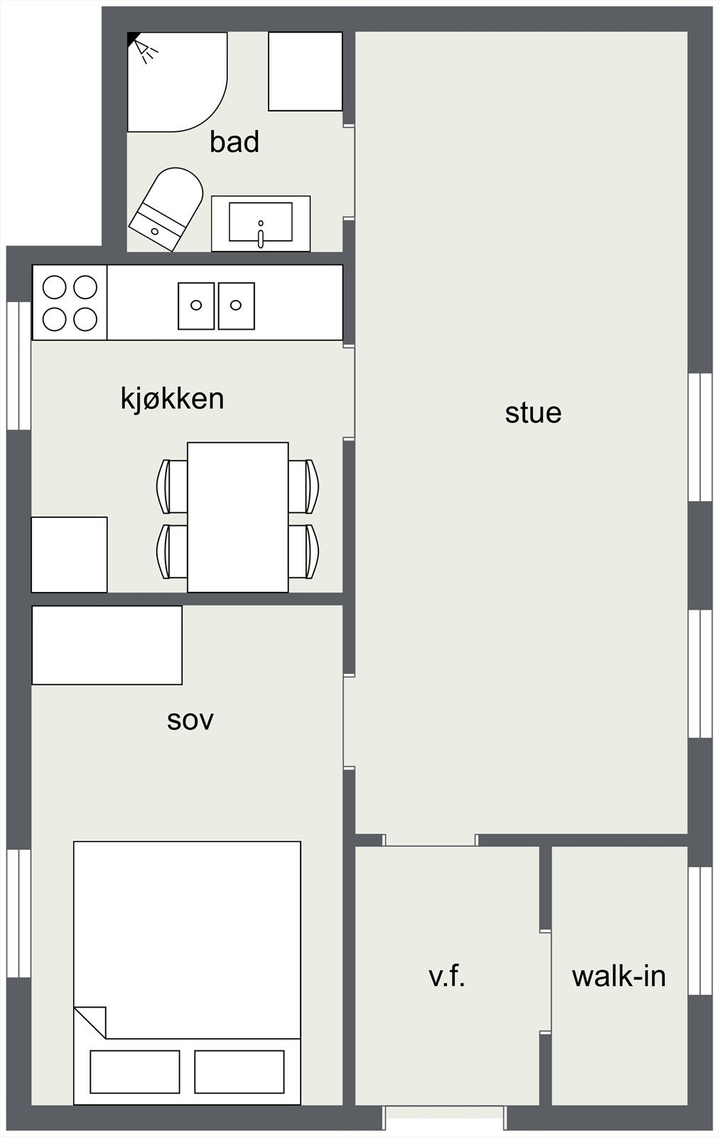 Plantegning kjellerleilighet. Galleribilde