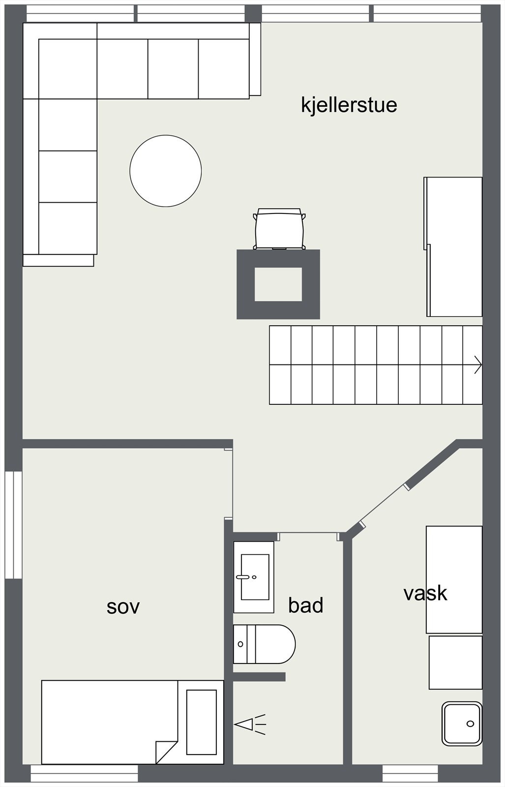 Plantegning kjelleretasje. Galleribilde