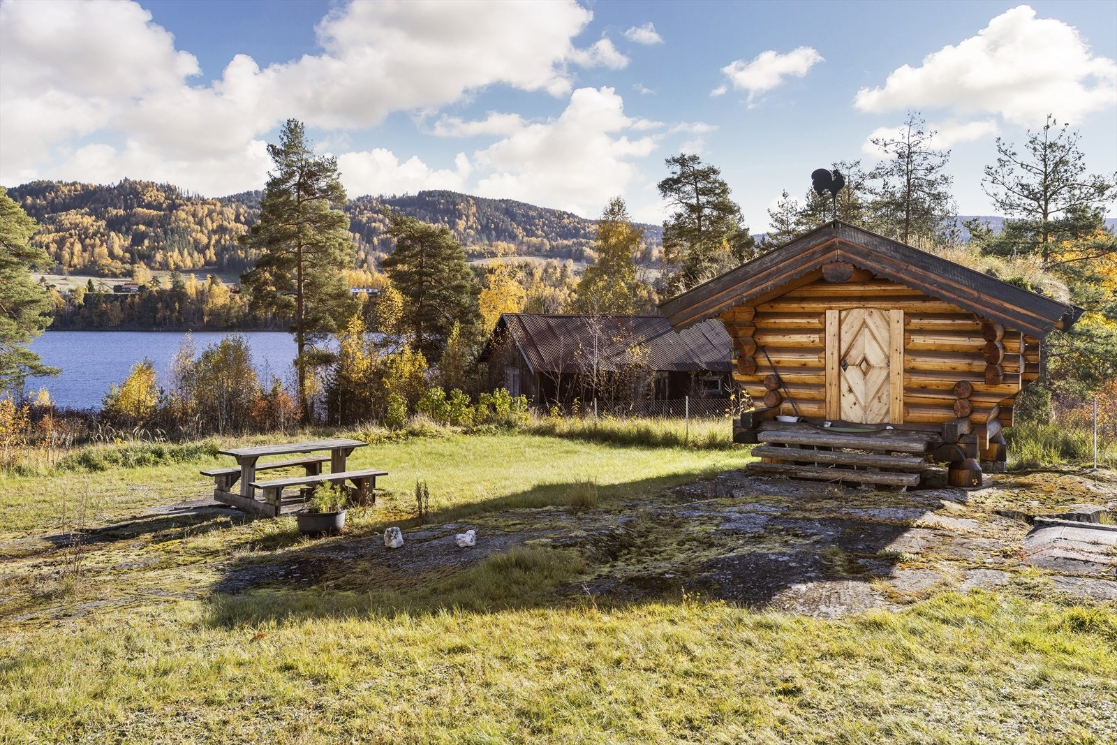 På eiendommen er det oppført garasjer, verksted og stabbur. Galleribilde