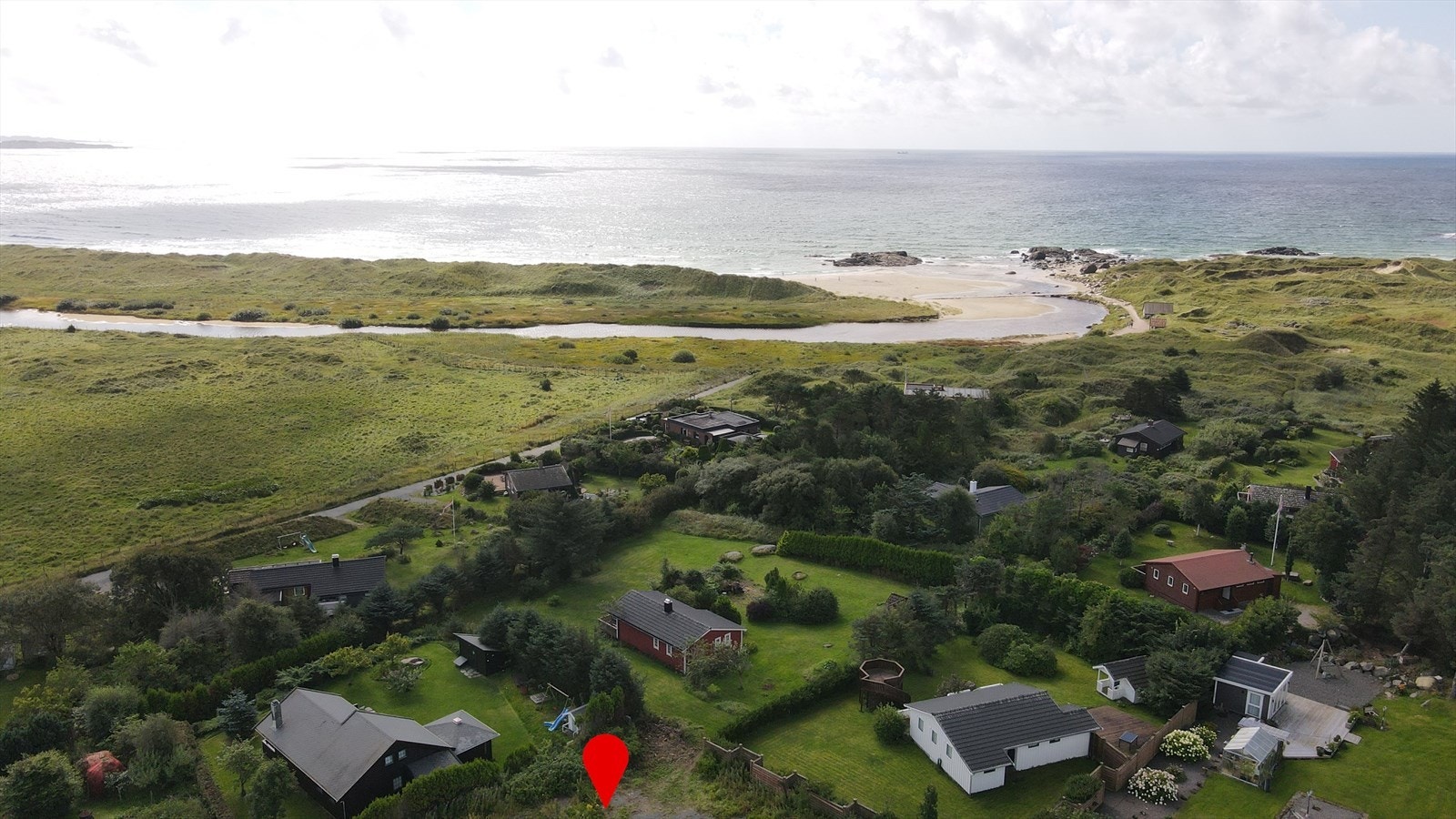 Dronebilde mot Brusand strand. Galleribilde