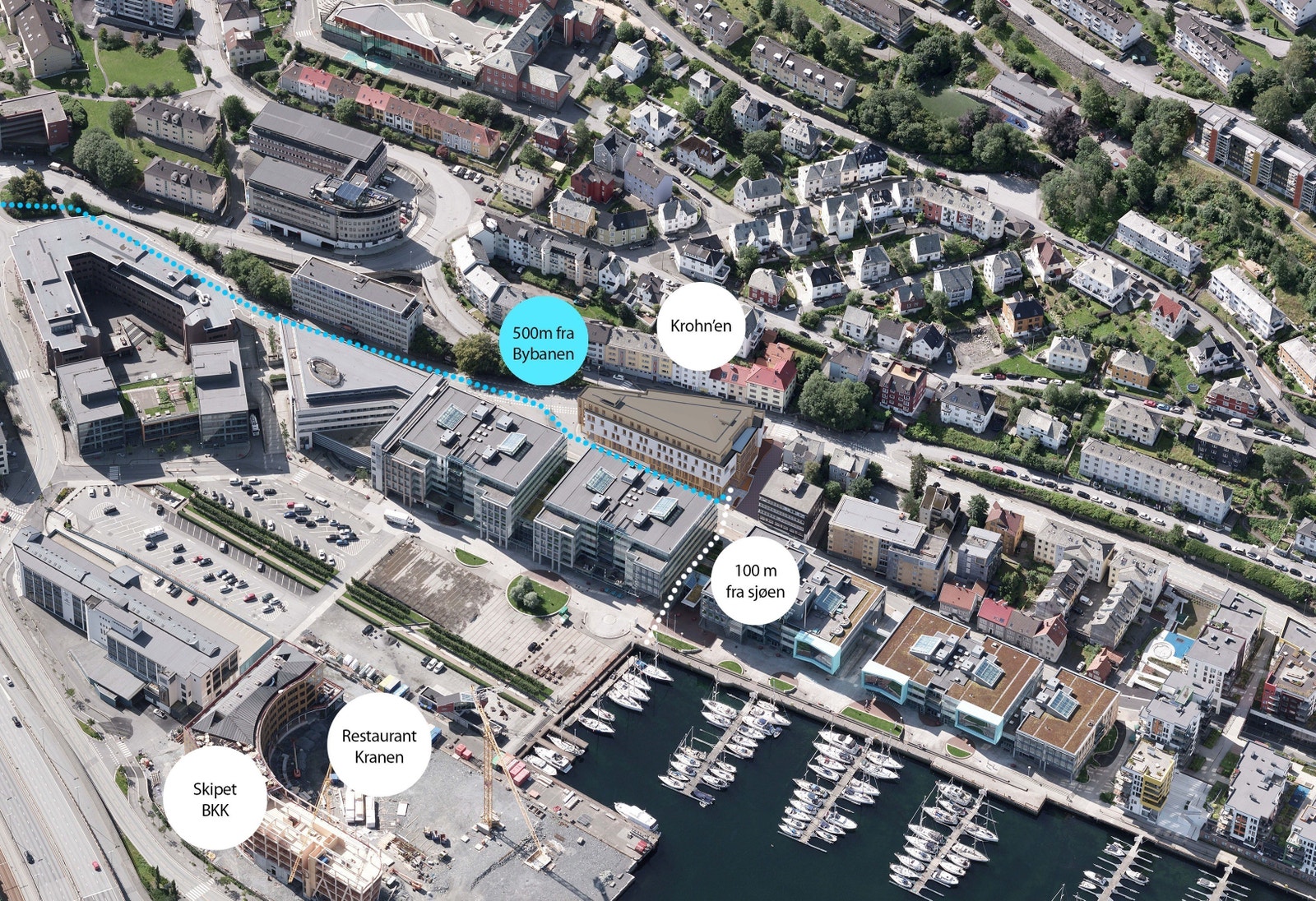 Beliggenhet i Solheimsviken, en del av Innovasjonsdistriktet. Galleribilde